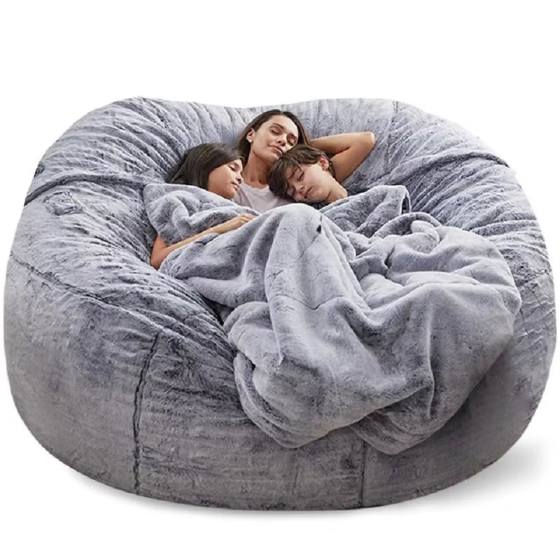 Dropshipping Giant Bean Bag Sofa Cover Big Comfy Fluffy Fur Beanbag Bed Slipcover Lazy Sofa Recliner Pouf Case Floor Seat Couch