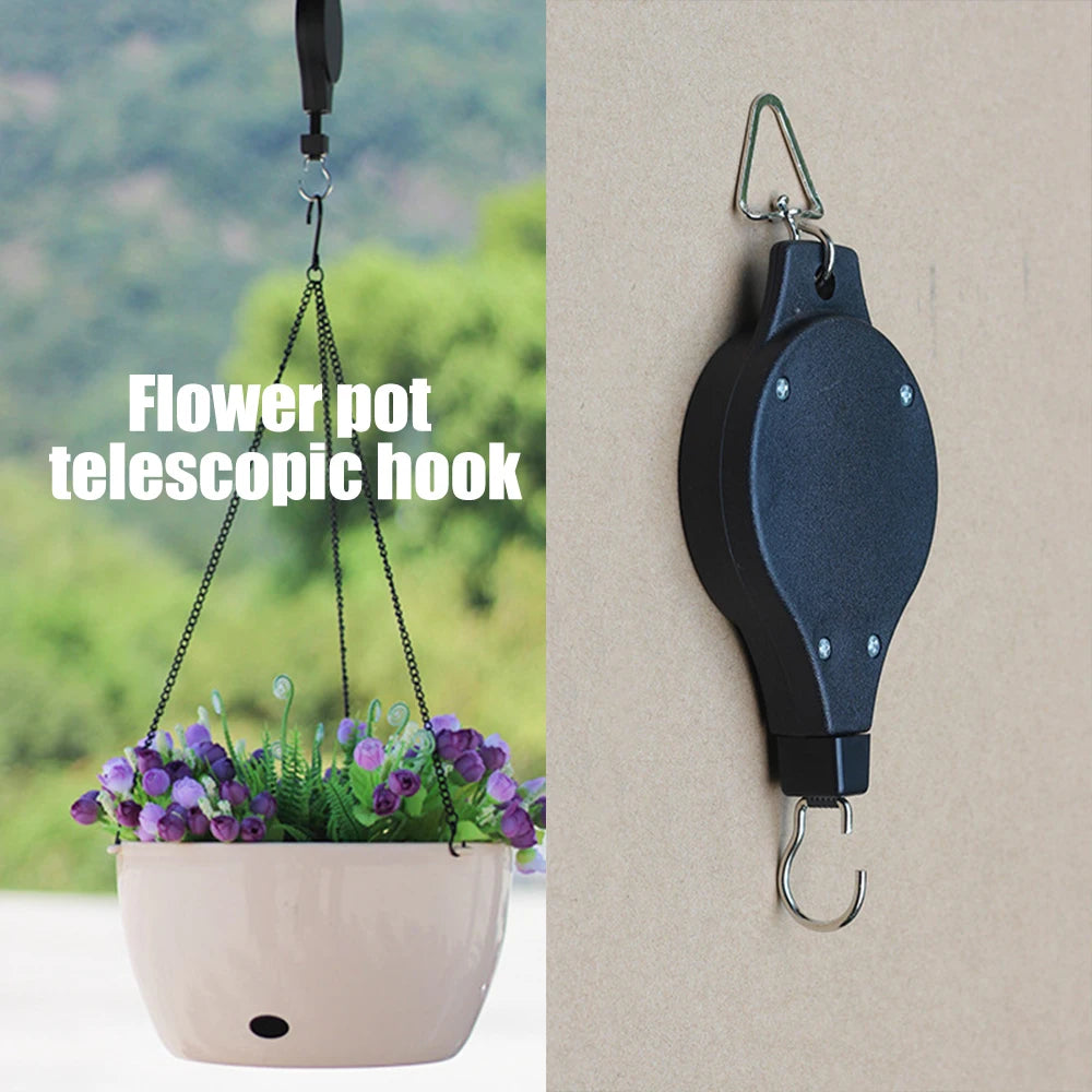 Garden Baskets Pots Hanging Hook Adjustable Lift Plant Pulley Set Retractable Pulley Pull down Hanger Plants Flower Hanger Hook