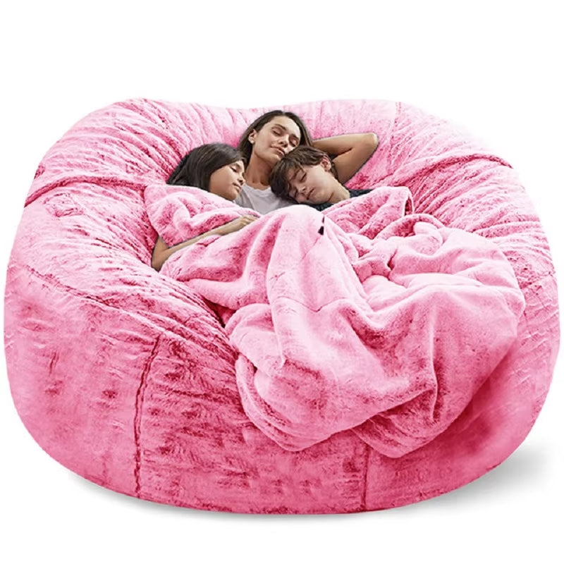 Dropshipping Giant Bean Bag Sofa Cover Big Comfy Fluffy Fur Beanbag Bed Slipcover Lazy Sofa Recliner Pouf Case Floor Seat Couch