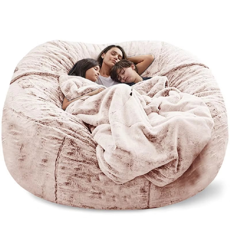 Dropshipping Giant Bean Bag Sofa Cover Big Comfy Fluffy Fur Beanbag Bed Slipcover Lazy Sofa Recliner Pouf Case Floor Seat Couch