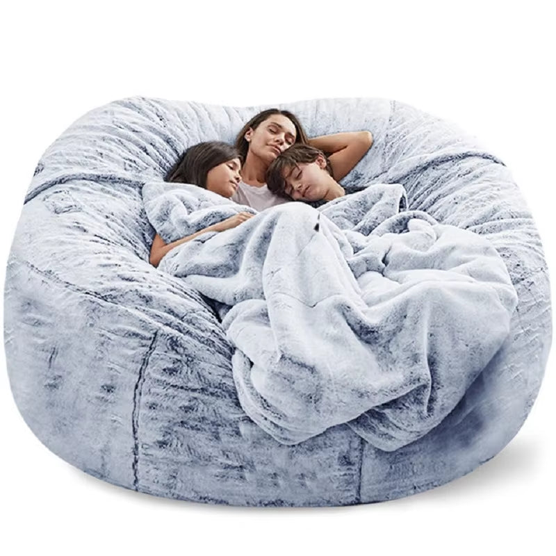 Dropshipping Giant Bean Bag Sofa Cover Big Comfy Fluffy Fur Beanbag Bed Slipcover Lazy Sofa Recliner Pouf Case Floor Seat Couch