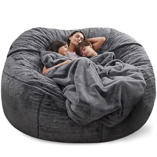 Dropshipping Giant Bean Bag Sofa Cover Big Comfy Fluffy Fur Beanbag Bed Slipcover Lazy Sofa Recliner Pouf Case Floor Seat Couch