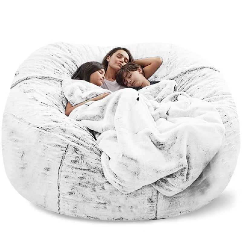 Dropshipping Giant Bean Bag Sofa Cover Big Comfy Fluffy Fur Beanbag Bed Slipcover Lazy Sofa Recliner Pouf Case Floor Seat Couch